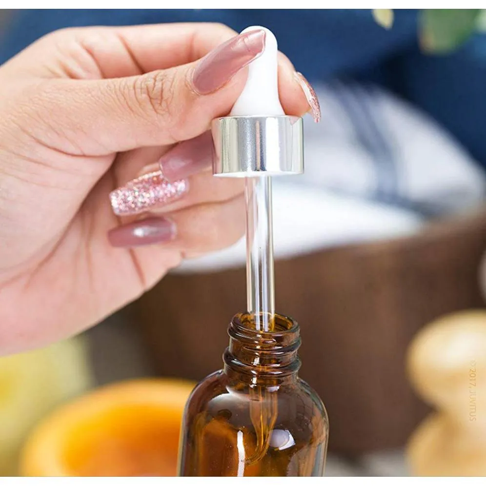 100ml Glass Dropper Bottle Amber Brown with Collar Pipette Lid