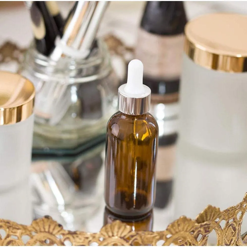 100ml Glass Dropper Bottle Amber Brown with Collar Pipette Lid