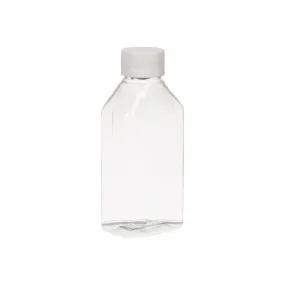 100ml PET Medical Bottle Rectangle Clear Plastic with White 24mm Screw Cap