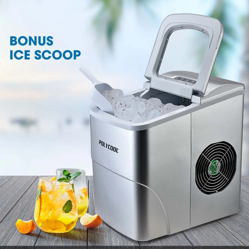 12kg Bullet Ice Maker, 2 Ice Sizes, 2L Tank, Portable, Polycool