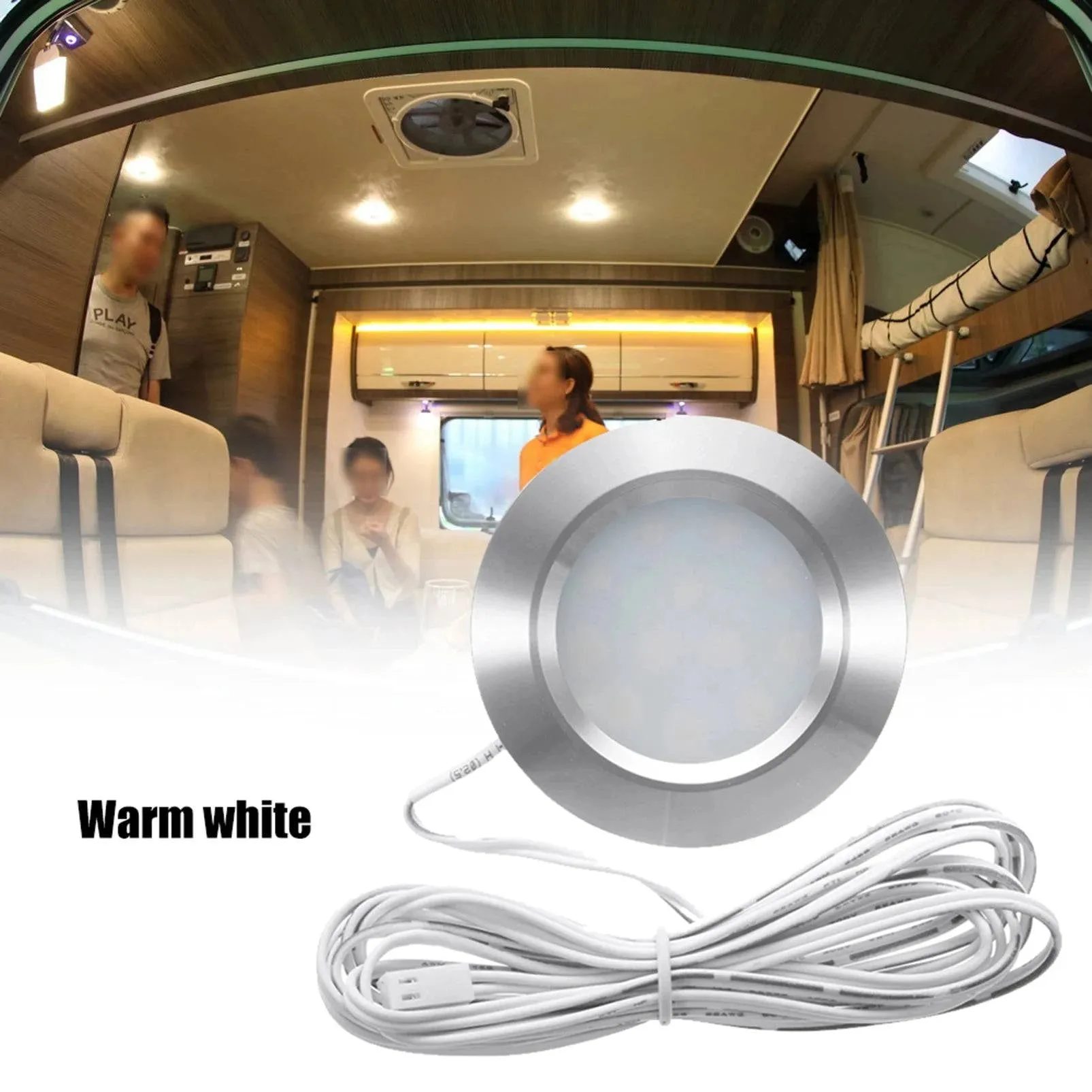 12LED RV Boat Recessed Ceiling Light 12V Led Lights Round Shape Ultra-Thin Camper Interior Lighting Small Downlight with Cable