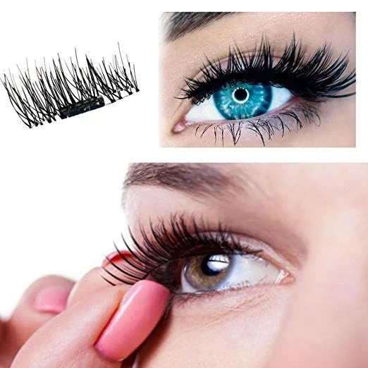 2 Pair of 3D Reusable False Magnet Eyelashes Magnetic Fake Eye Lashes Natural Handmade Extension Fake Eye Lashes No False Eyelashes Glue