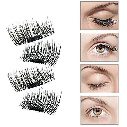2 Pair of 3D Reusable False Magnet Eyelashes Magnetic Fake Eye Lashes Natural Handmade Extension Fake Eye Lashes No False Eyelashes Glue