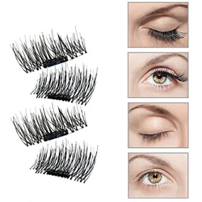 2 Pair of 3D Reusable False Magnet Eyelashes Magnetic Fake Eye Lashes Natural Handmade Extension Fake Eye Lashes No False Eyelashes Glue