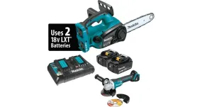 2020 Makita 18V X2 (36V) LXT® 12" Chain Saw Kit and Brushless Angle Grinder (XCU02PTX1)