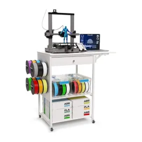 3D Printer Table with 40 Filaments Spool Storage Capacity w/ Wheels, Heavy Duty Shelf 22.8"L x 19.7"W x 35.4"H