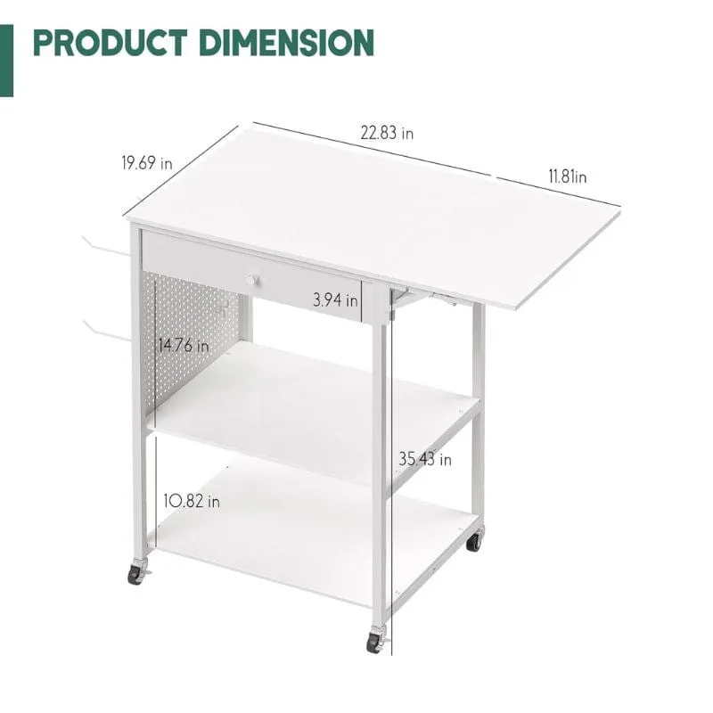 3D Printer Table with 40 Filaments Spool Storage Capacity w/ Wheels, Heavy Duty Shelf 22.8"L x 19.7"W x 35.4"H
