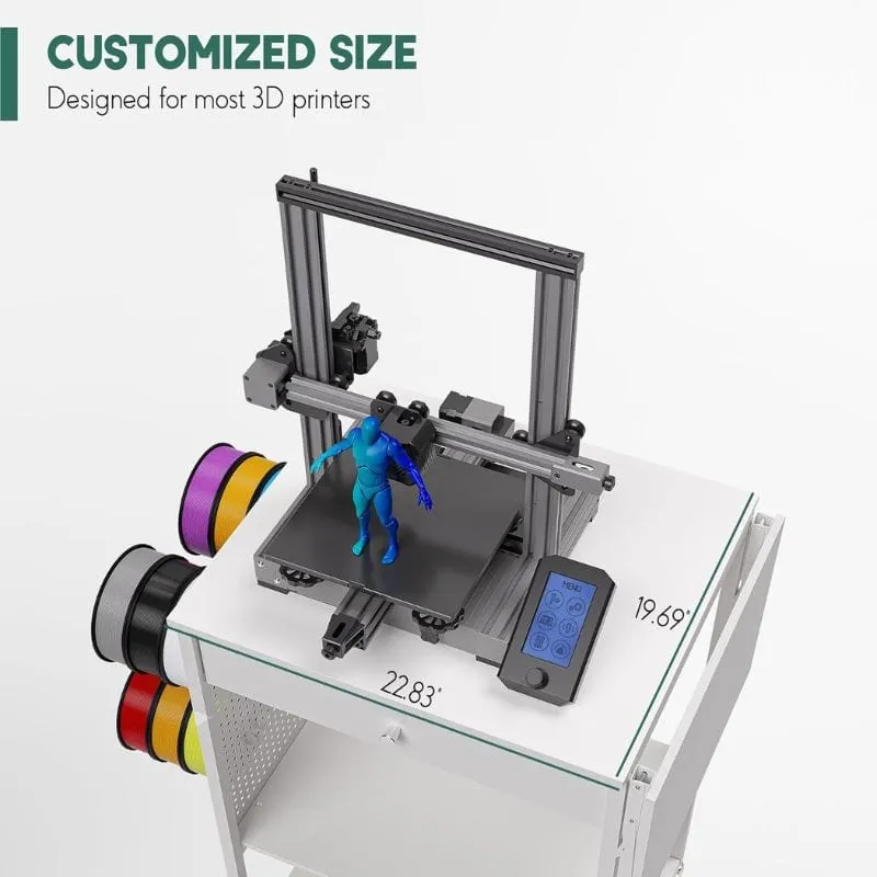 3D Printer Table with 40 Filaments Spool Storage Capacity w/ Wheels, Heavy Duty Shelf 22.8"L x 19.7"W x 35.4"H