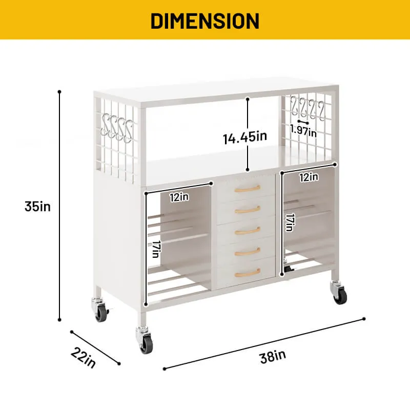 3D Printer Table with 50 Filaments Spool Storage Capacity w/ Wheels, Heavy Duty Shelf 46"L x 19"W x 35"H