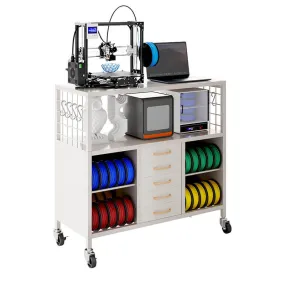 3D Printer Table with 50 Filaments Spool Storage Capacity w/ Wheels, Heavy Duty Shelf 46"L x 19"W x 35"H