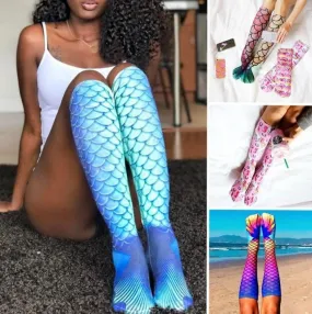 3D Printing Mermaid Pattern Knee High Socks Stockings
