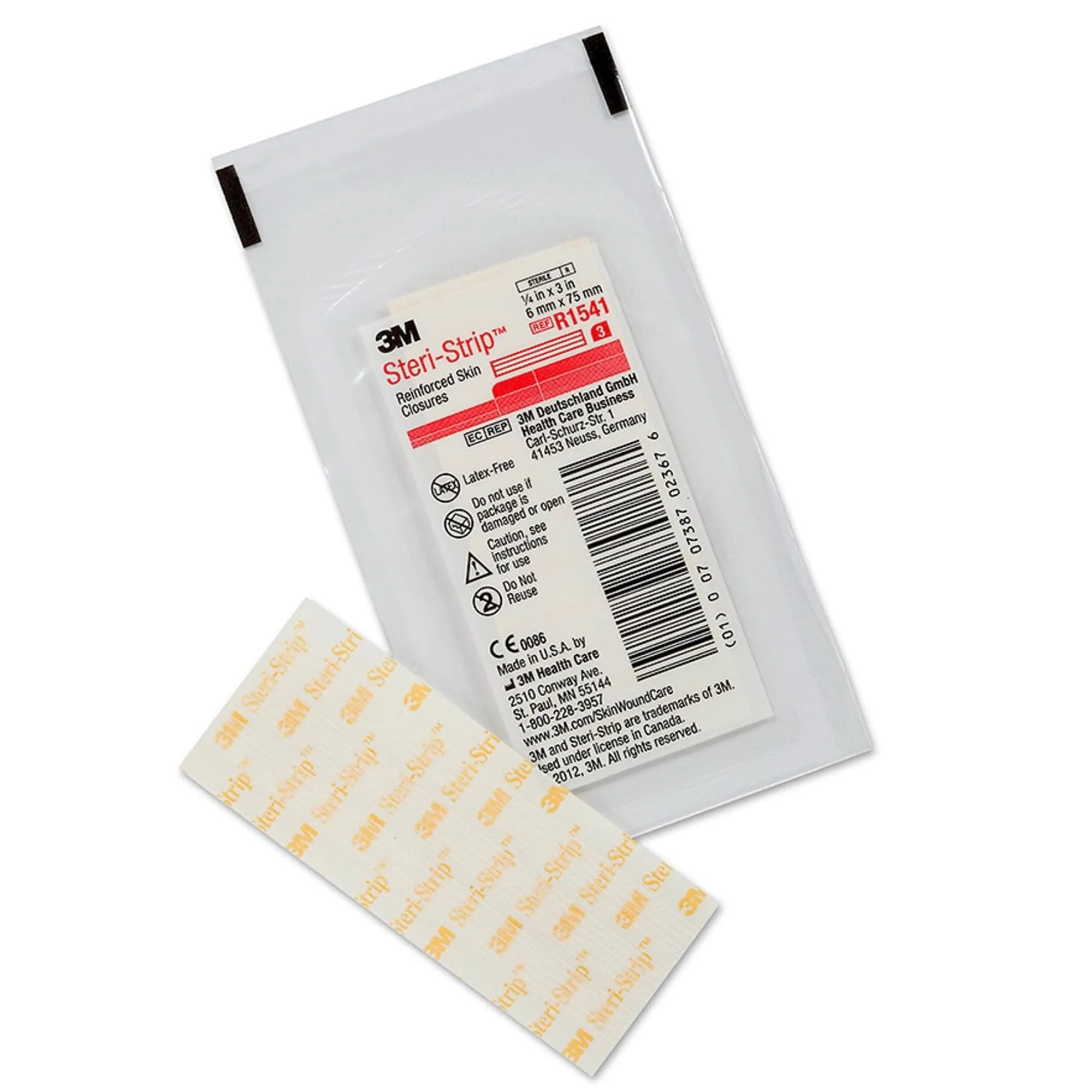 3M Steri-Strip Skin Closure Strips, Non-Woven, 1/4 inch X 3 Inch, Reinforced Strip, White, 1 Pack