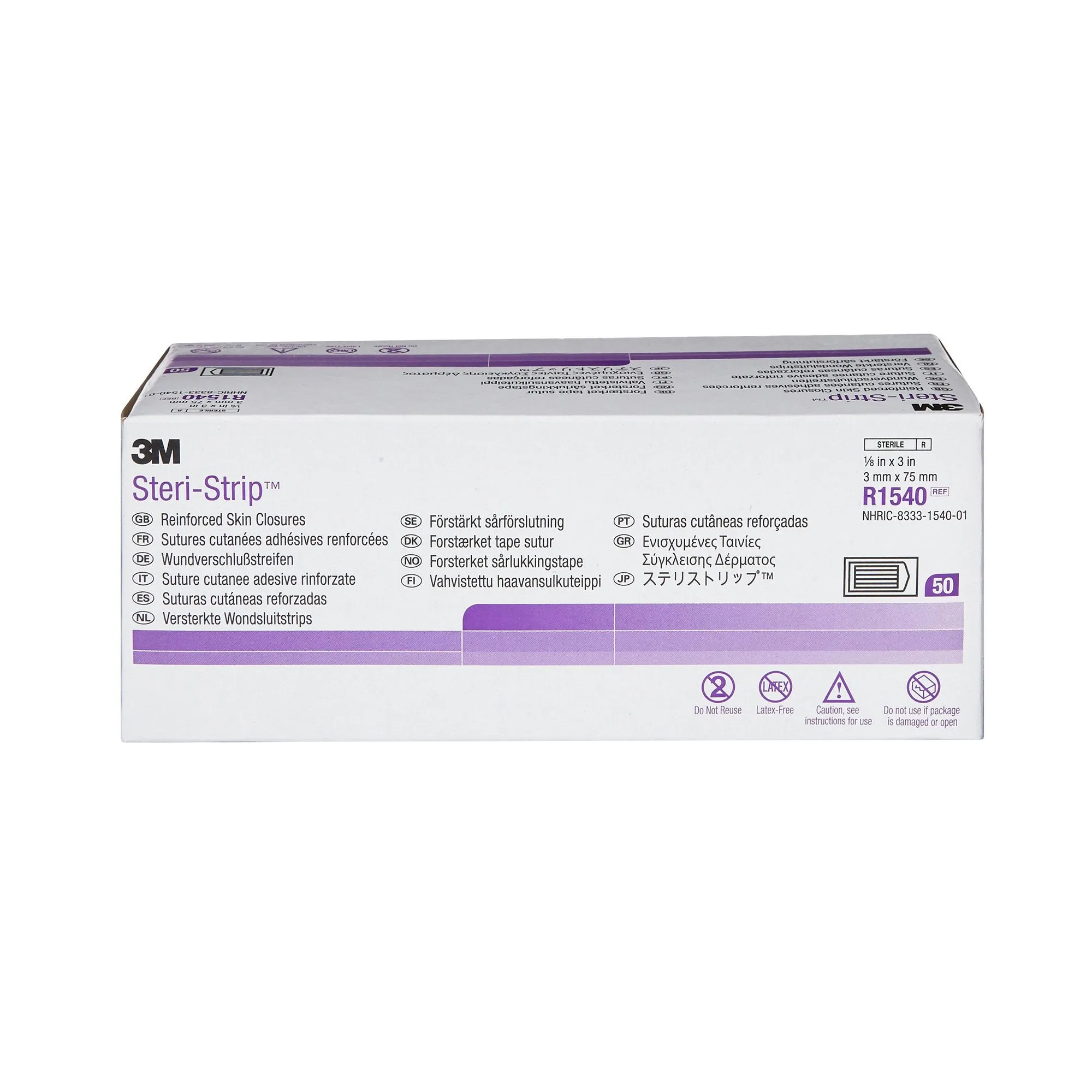 3M Steri-Strip Skin Closure Strips, Non-Woven Material, Reinforced Strip, White, 1 Pack
