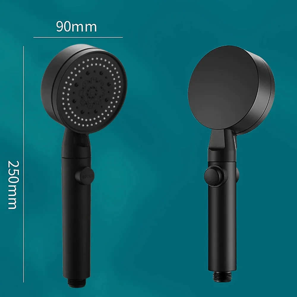 5 Mode High Pressure Shower Head Water Saving Black Adjustable Shower One-Key Stop Water Massage Eco
