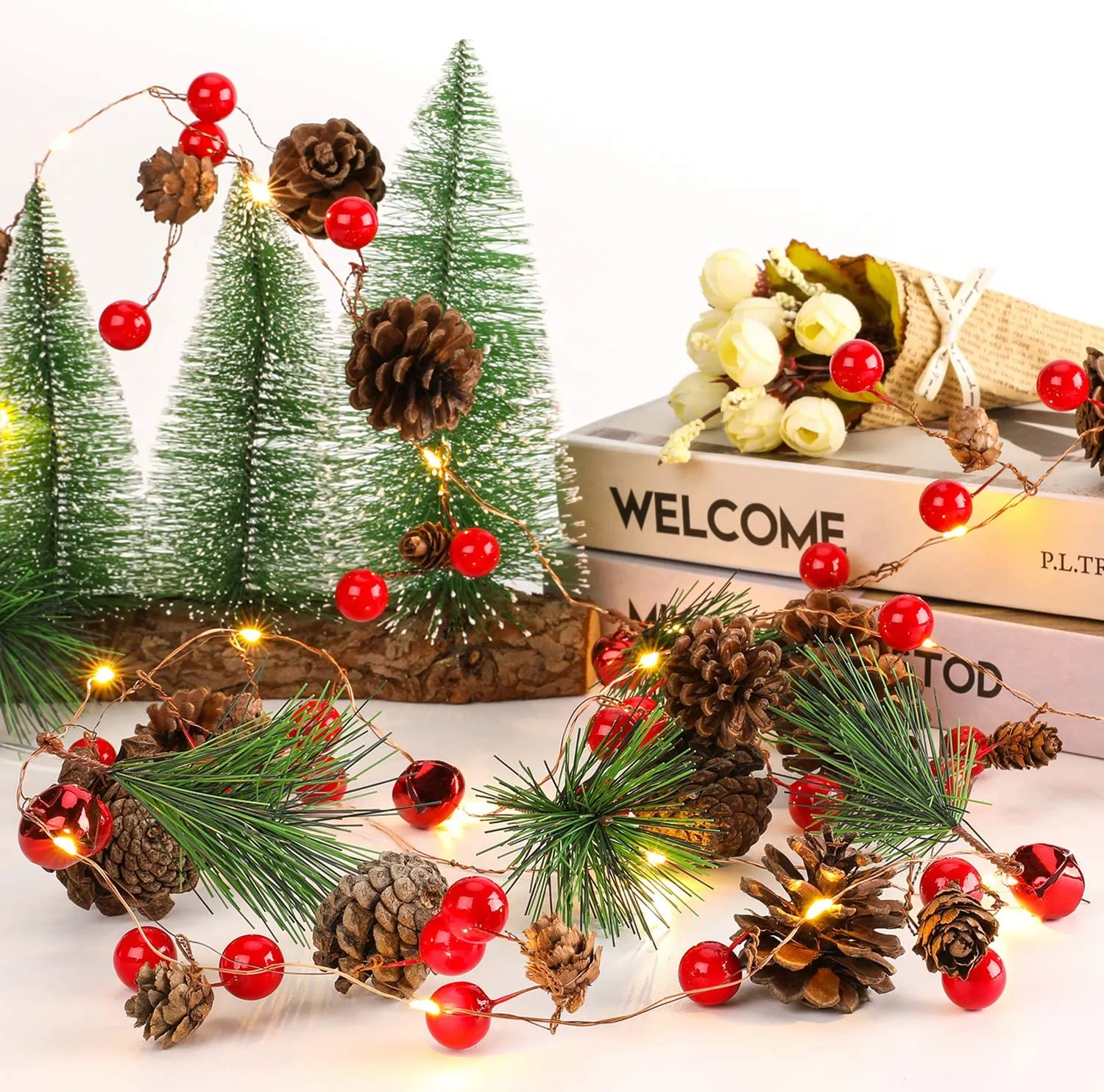 6.5Ft. 20 LED Christmas Garland with Lights