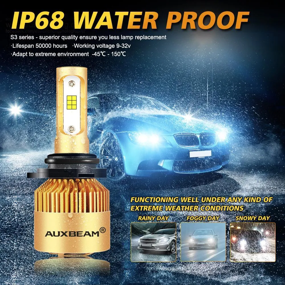 9006/HB4 LED Headlight Bulbs 72W 10000LM S3 Series Fan Cooling 6500K Cool White | 2 Bulbs