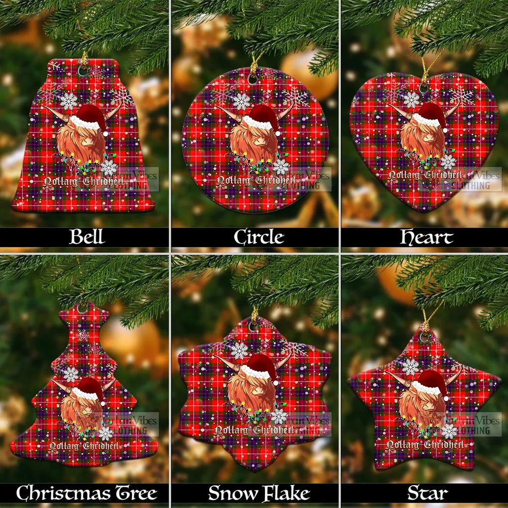 Abernethy Clan Tartan Ornament with Christmas Twinkle Highland Cattle