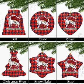 Abernethy Tartan Christmas Ceramic Ornaments with Scottish Gnome Playing Bagpipes
