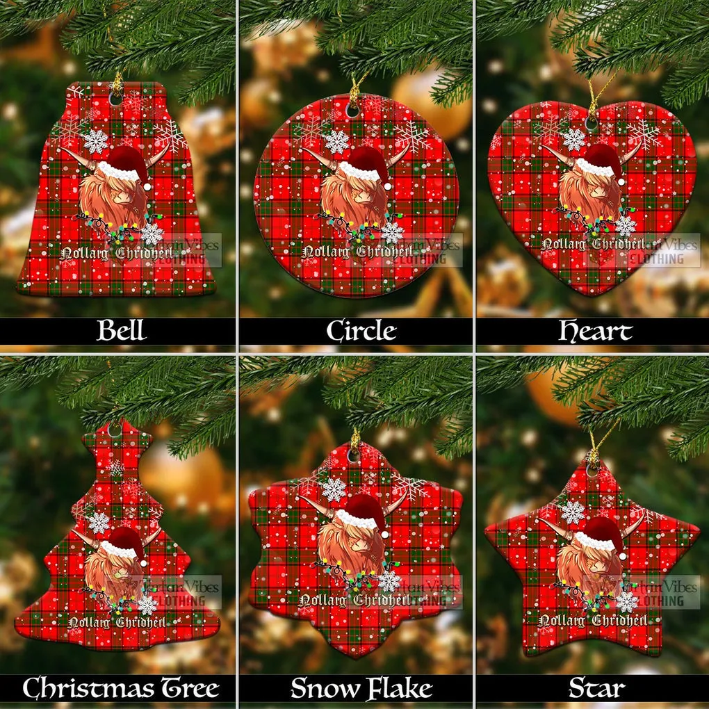 Adair Clan Tartan Ornament with Christmas Twinkle Highland Cattle