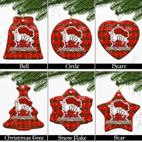 Adair Tartan Christmas Ceramic Ornaments with Scottish Gnome Playing Bagpipes