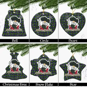 Adam Tartan Christmas Ceramic Ornaments with Scottish Gnome Playing Bagpipes