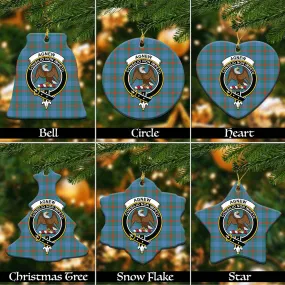 Agnew Ancient Tartan Christmas Ceramic Ornaments with Family Crest