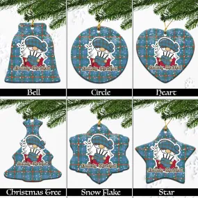 Agnew Ancient Tartan Christmas Ceramic Ornaments with Scottish Gnome Playing Bagpipes