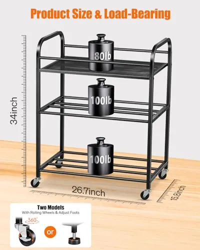 AHOWPD 3D Printer Filament Storage Rack- Rolling Filament Spool Holders Racks with Wheels, Heavy Duty Metal Shelf for PLA/ABS/TPU/Nylon, Filaments Organzied for 3D Printing Studio, Office Workshop