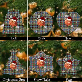 Aikenhead Clan Tartan Ornament with Christmas Twinkle Highland Cattle