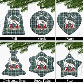 Alexander of Menstry Hunting Tartan Christmas Ceramic Ornaments with Scottish Gnome Playing Bagpipes