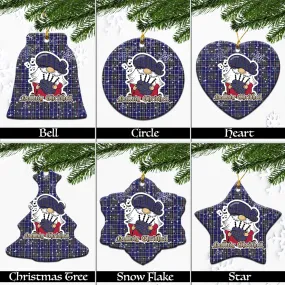 Alexander of Menstry Tartan Christmas Ceramic Ornaments with Scottish Gnome Playing Bagpipes