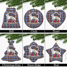 Anderson Modern Tartan Christmas Ceramic Ornaments with Scottish Gnome Playing Bagpipes