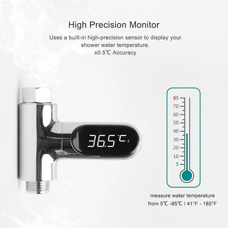 Angel Decoration LED Display Home Water Shower Thermometer Flow Water Temperture Monitor LED Display Shower Thermometers For Baby Bath Kids Water