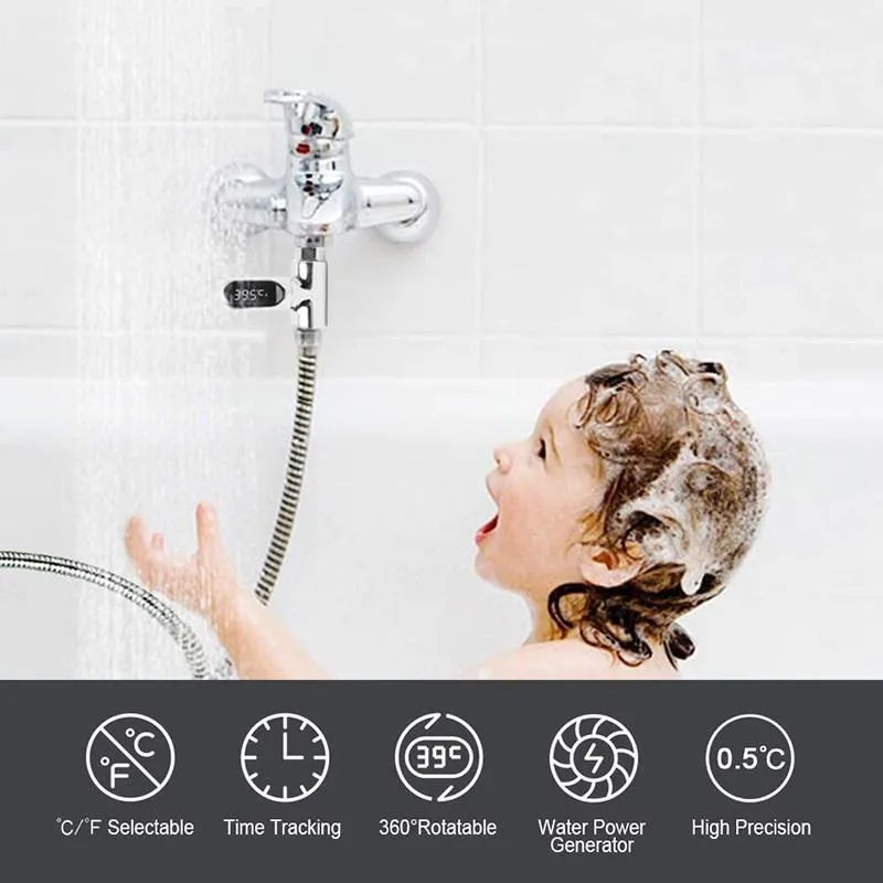 Angel Decoration LED Display Home Water Shower Thermometer Flow Water Temperture Monitor LED Display Shower Thermometers For Baby Bath Kids Water