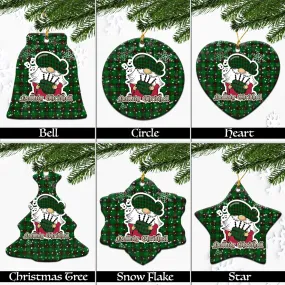 Anstruther Tartan Christmas Ceramic Ornaments with Scottish Gnome Playing Bagpipes