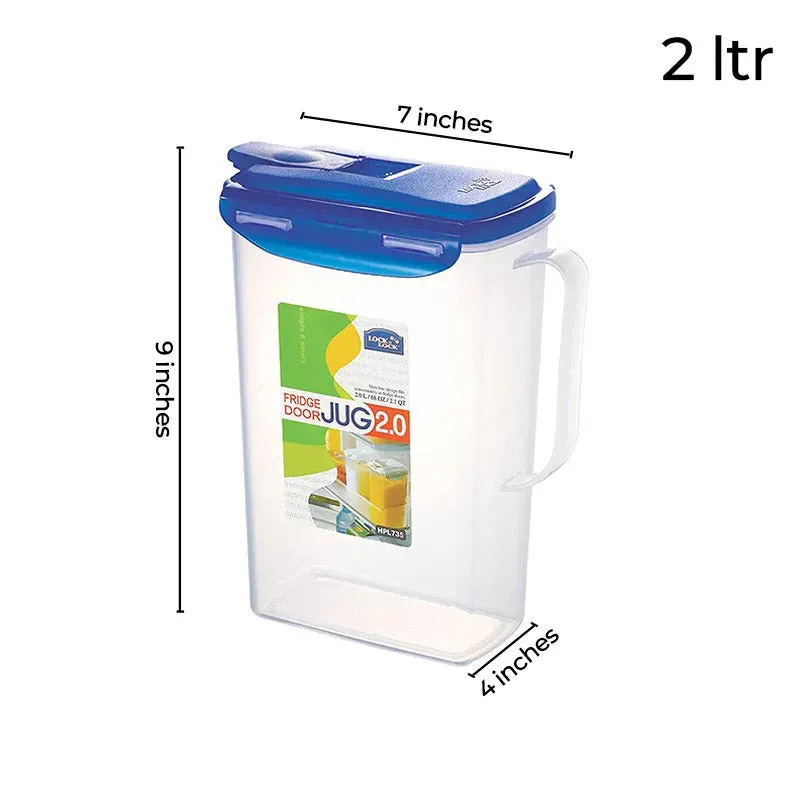 Aqua Plastic Water Jug With Flip Top Lid| 2 Liters