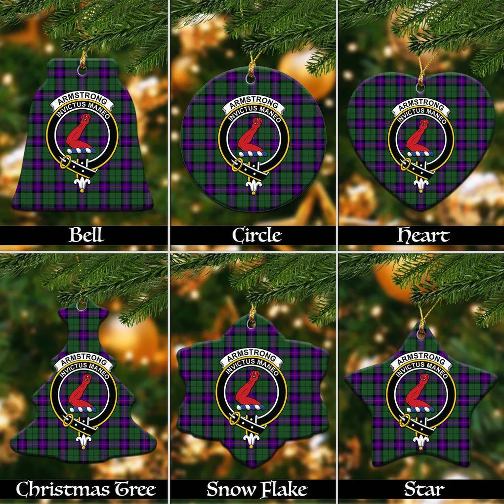 Armstrong Modern Tartan Christmas Ceramic Ornaments with Family Crest