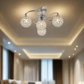 Bella Elegant LED Metal and Crystal Ceiling Light - Chrome, 4 Lights, Dimmable, 310 Lumens PL0069