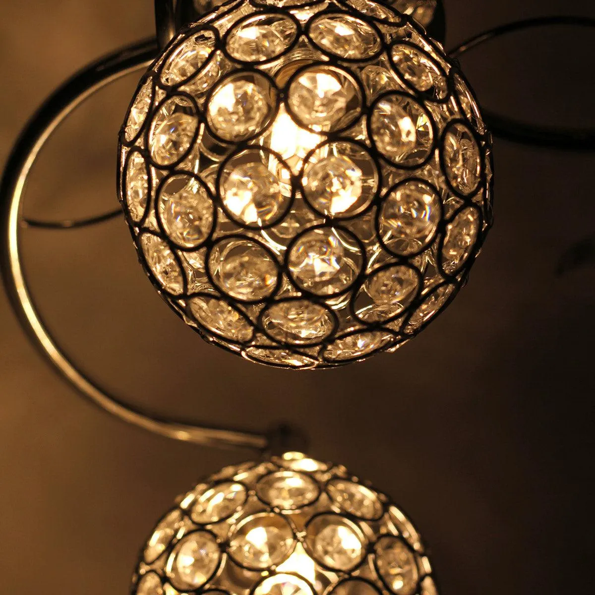 Bella Elegant LED Metal and Crystal Ceiling Light - Chrome, 4 Lights, Dimmable, 310 Lumens PL0069