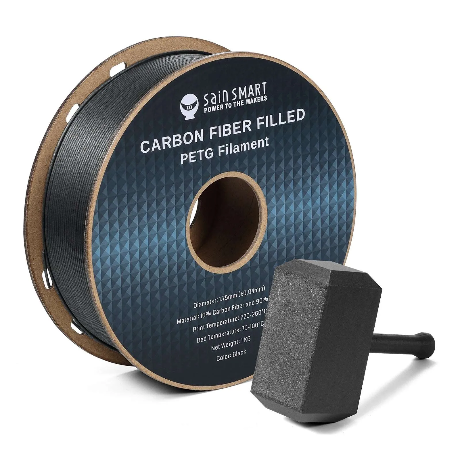 Black, Bronze Carbon Fiber PETG Filament, 1.75mm, Accuracy  /-0.04mm 1KG (2.2lbs)