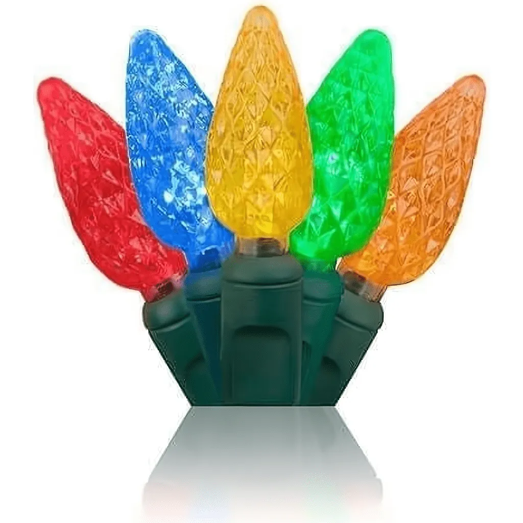 C6 Multicolor LED Christmas Lights, 70 Bulbs, 4" Spacing