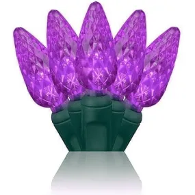 C6 Purple LED Christmas Lights, 70 Bulbs, 4" Spacing