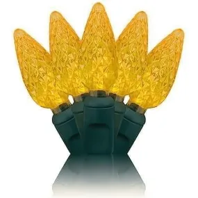 C6 Yellow / Gold LED Christmas Lights, 70 Bulbs, 4" Spacing