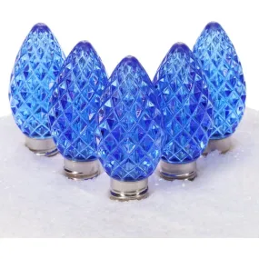 C7 Blue LED Christmas Light Bulbs, Faceted, Pack of 25