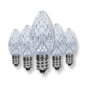 C7 Cool White  LED Christmas Light Bulbs, Faceted, Pack of 25