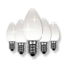 C7 Cool White  LED Christmas Light Bulbs, Opaque, Pack of 25, TWINKLE