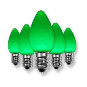 C7 Green LED Christmas Light Bulbs, Opaque, Pack of 25