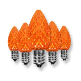 C7 Orange LED Christmas Light Bulbs, Faceted, Pack of 25