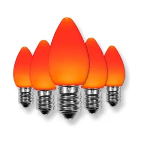 C7 Orange LED Christmas Light Bulbs, Opaque, Pack of 25