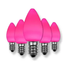 C7 Pink LED Christmas Light Bulbs, Opaque, Pack of 25